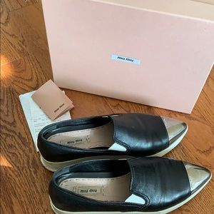 Mini Miu Black Toe Cap Platform Sneakers size 40